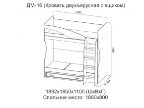 ДМ-16 Кровать двухъярусная с ящиком в Копейске - kopejsk.магазин96.com | фото